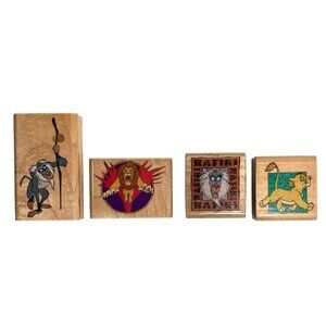 Disney Lion King Lot (4) Rubber Stampede Wood Stamps Rafiki Roar Wild Side Craft